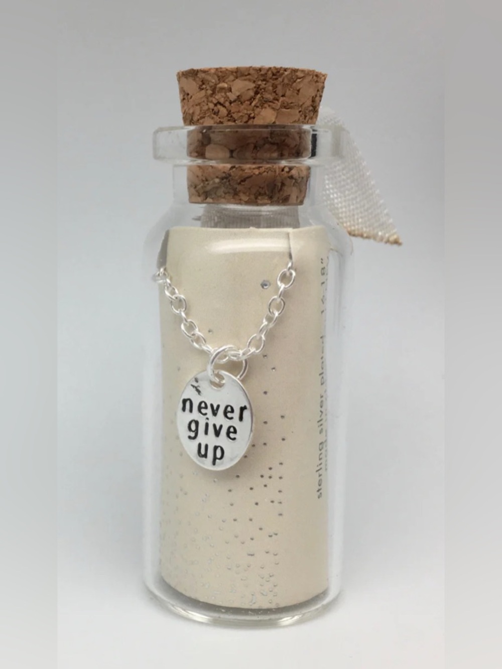 Message in a Bottle Silver Necklace - Never Give Up